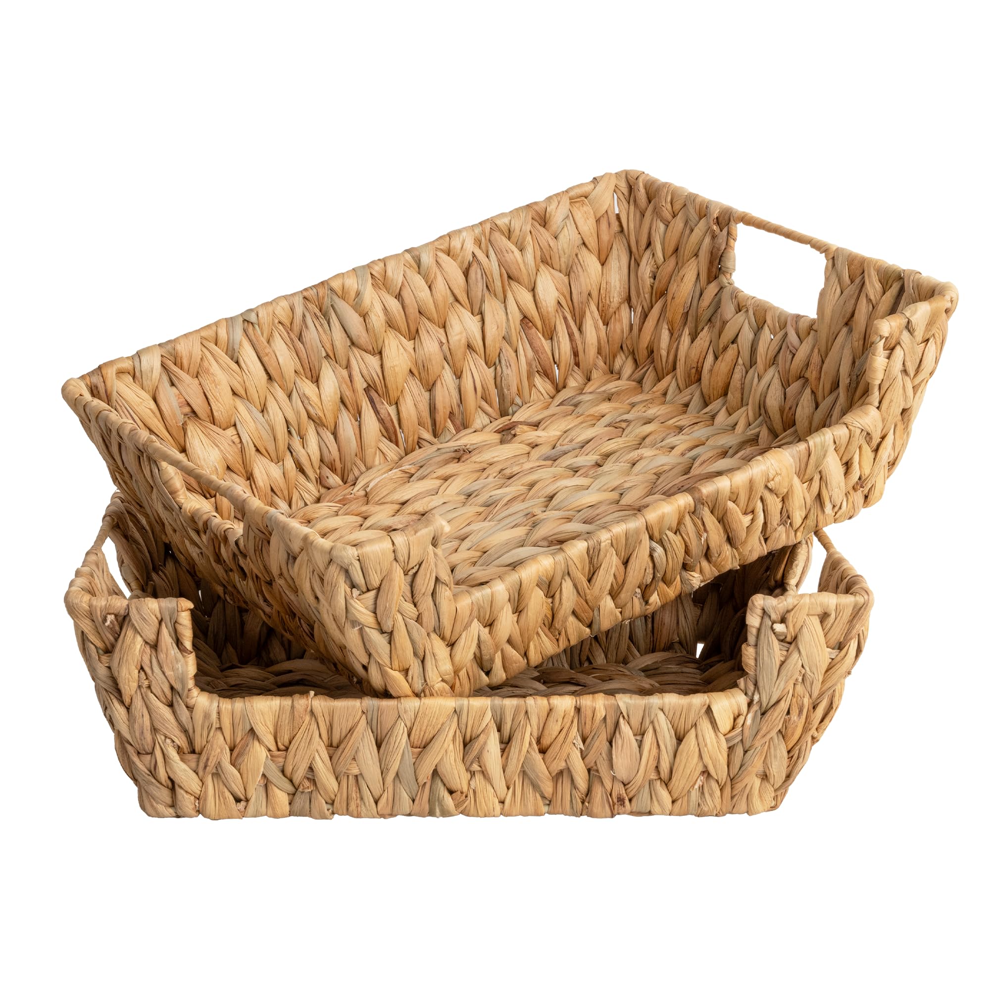 StorageWorks Water Hyacinth Basket 2-pack front view for pantry organization.