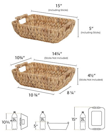 StorageWorks water hyacinth basket in bathroom for towels and toiletries.