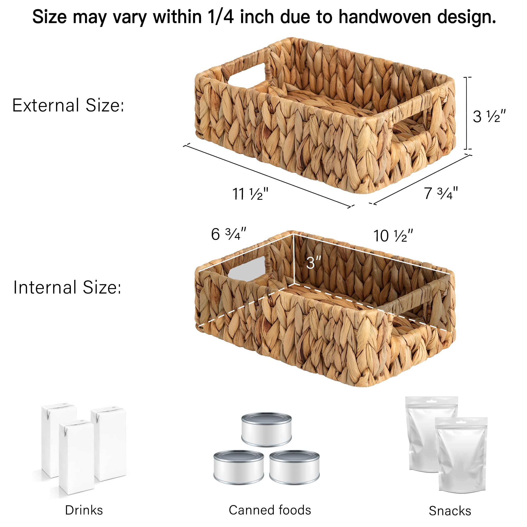 StorageWorks Water Hyacinth Basket built in handles closeup for easy carrying