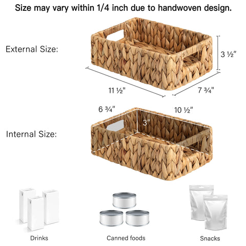 StorageWorks Water Hyacinth Basket built in handles closeup for easy carrying