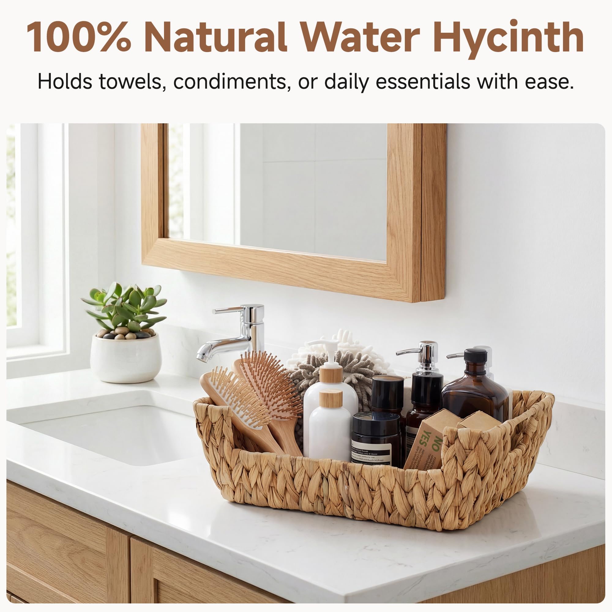 StorageWorks Water Hyacinth Basket stack on shelf to save space.