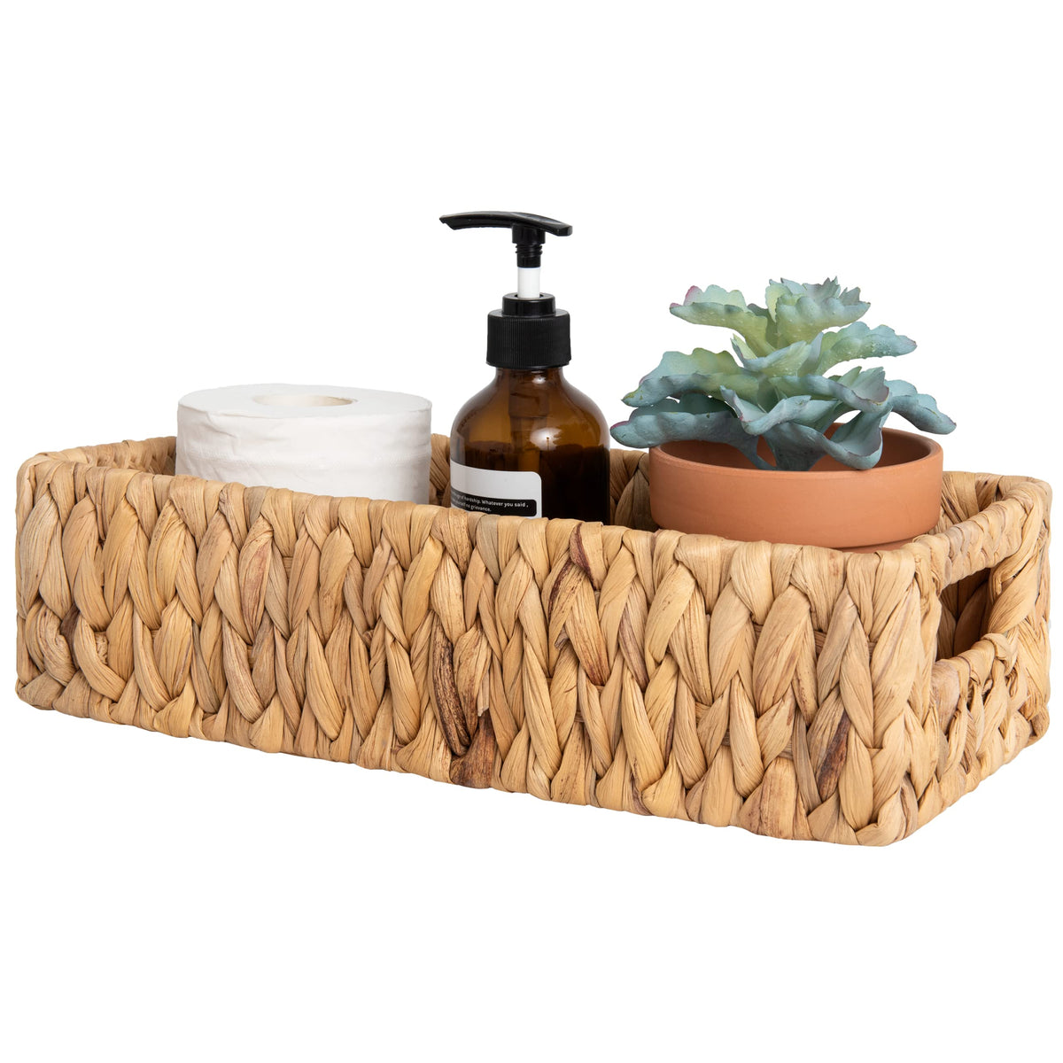 StorageWorks Water Hyacinth Basket for toilet paper keeps rolls organized and accessible