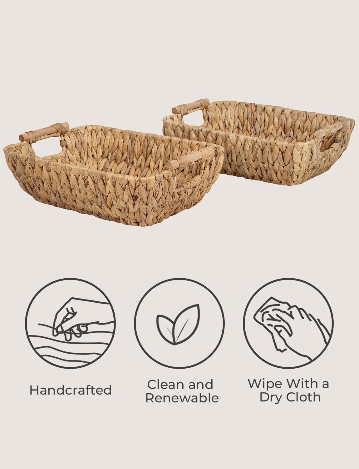 StorageWorks water hyacinth basket for toiletries and daily essentials.