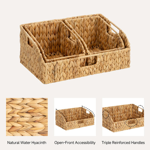 StorageWorks Water Hyacinth Pantry Basket handwoven texture adds natural charm and durability.