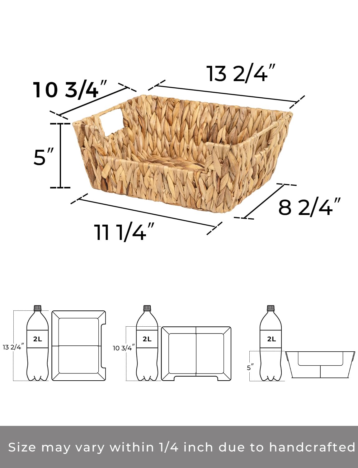 StorageWorks water hyacinth pantry basket with low front design for easy access
