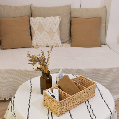 StorageWorks water hyacinth weave close-up highlighting sustainable material.