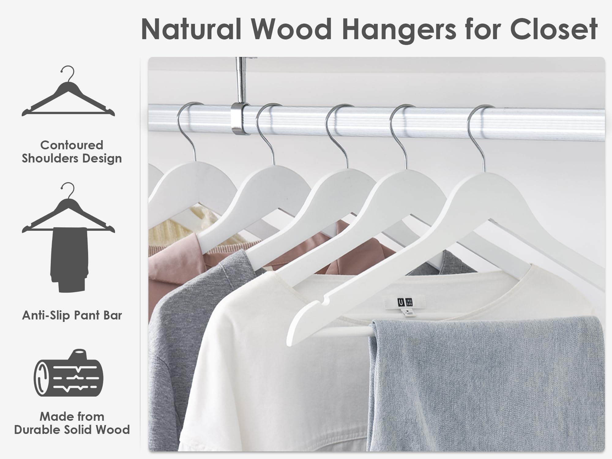 StorageWorks all-in-one hangers neatly organize coats, shirts, pants, and dresses.