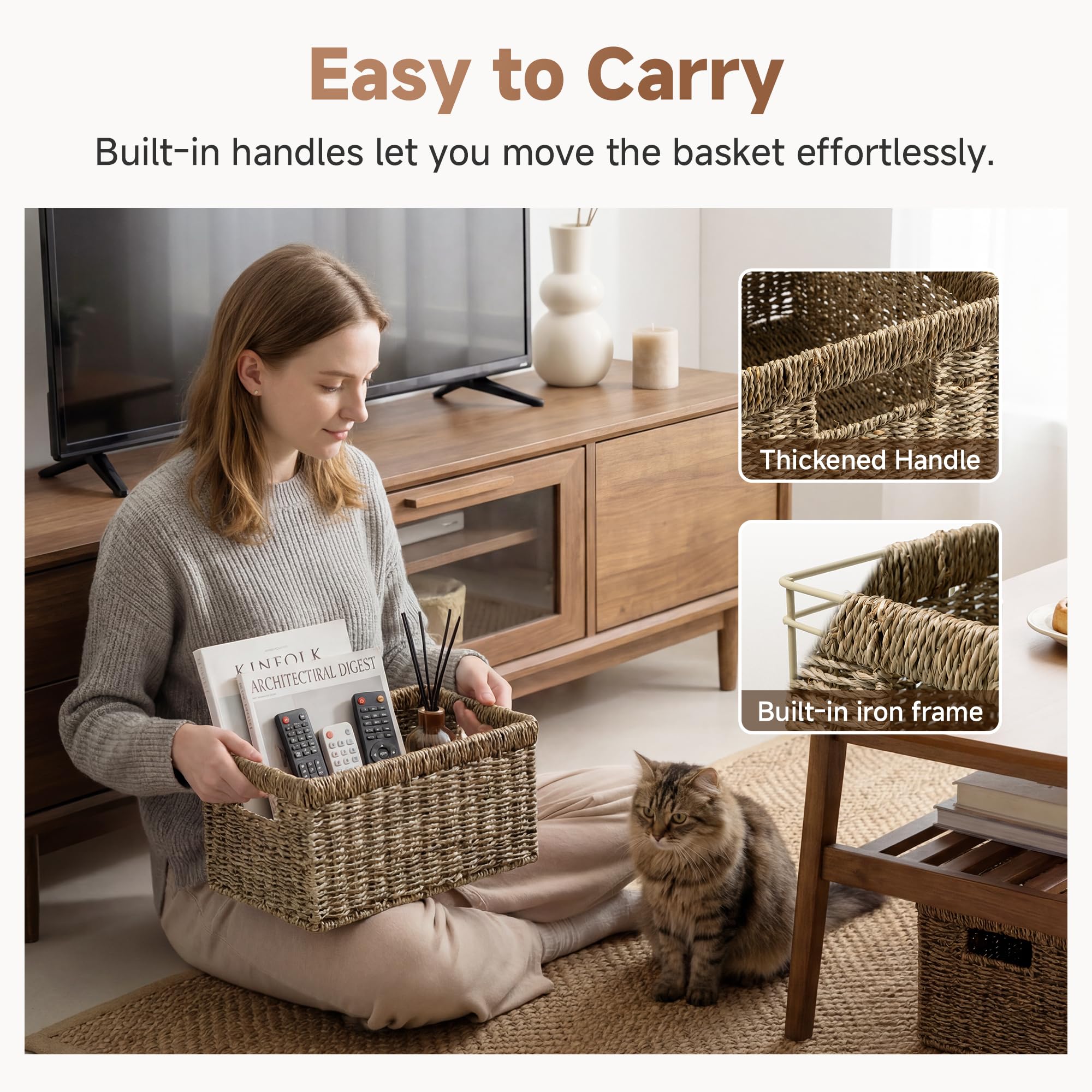 StorageWorks wicker basket ideal for bathroom towels and toiletries.