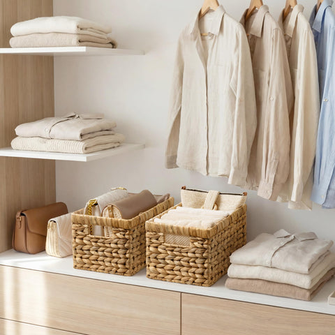 StorageWorks Wicker Basket uses renewable fibers for a low-impact, natural aesthetic.