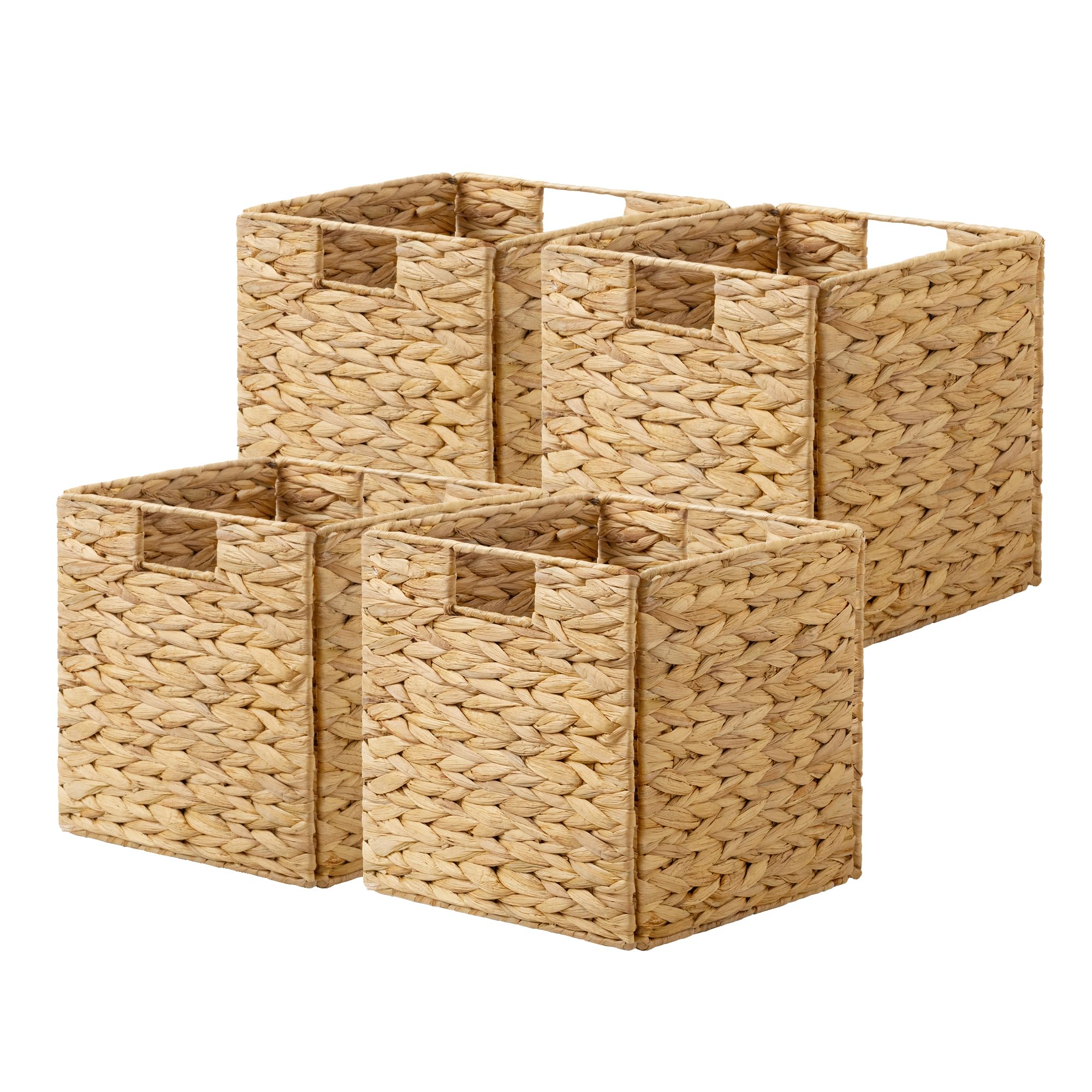 StorageWorks wicker basket folded flat for compact storage and easy stowaway.