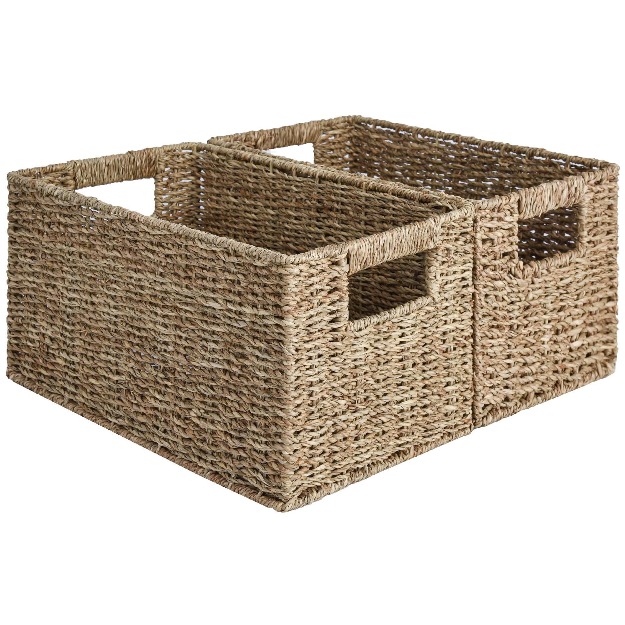 StorageWorks seagrass basket adds rustic charm to living room storage.