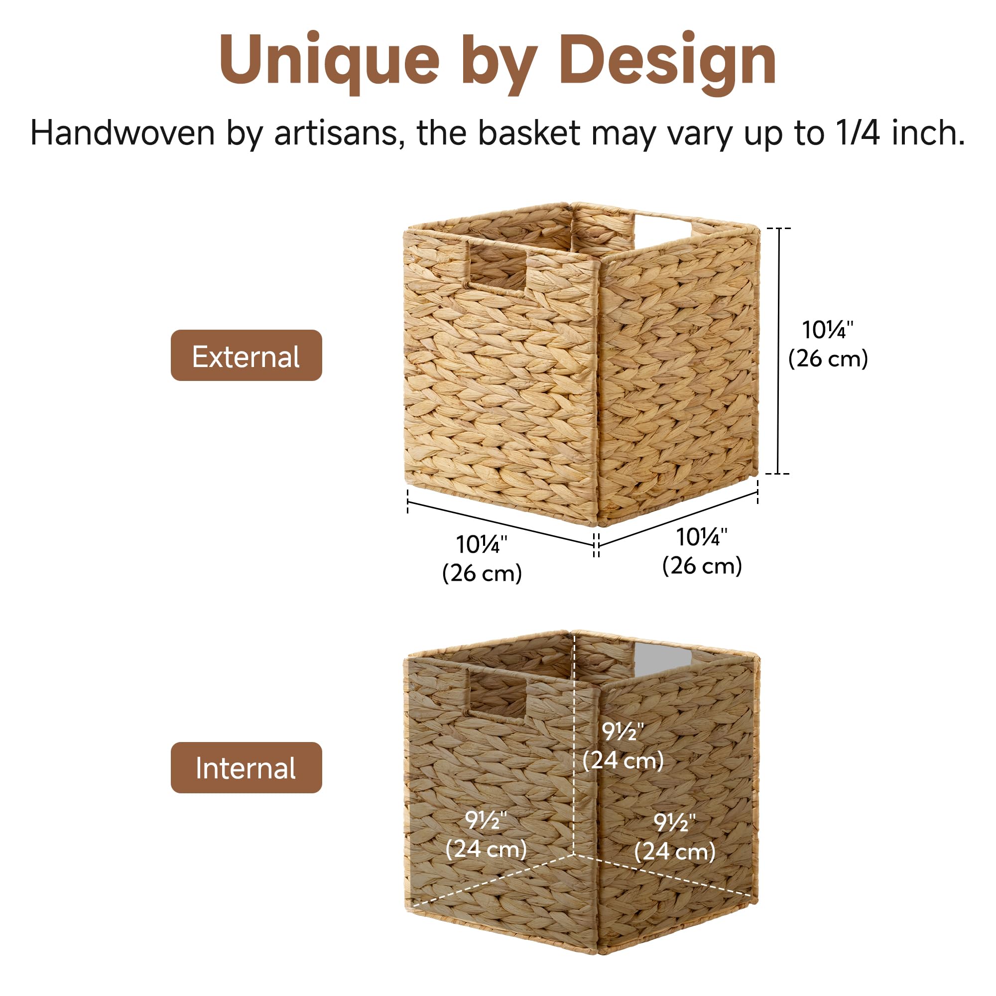 StorageWorks wicker basket open-top square design offers quick access and versatile display.