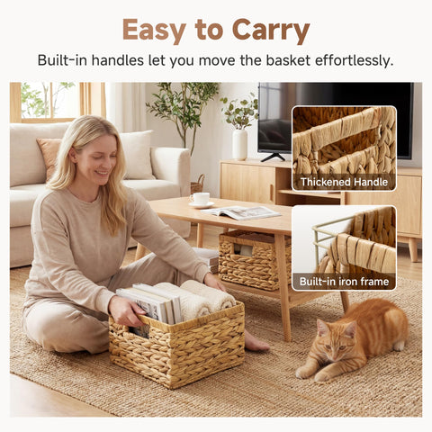 StorageWorks wicker basket set stacked as decorative storage