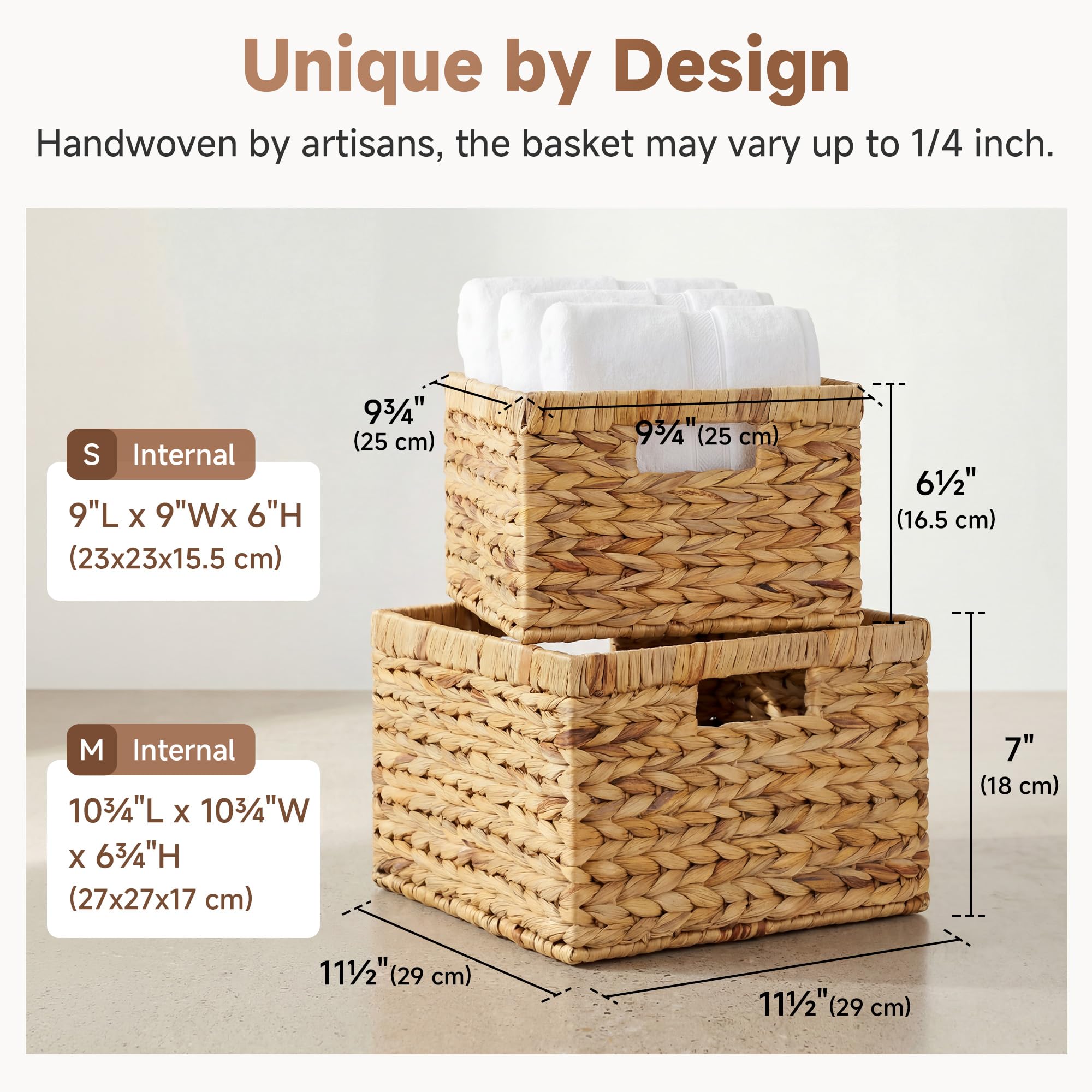 StorageWorks wicker basket small with built-in handles for easy carry