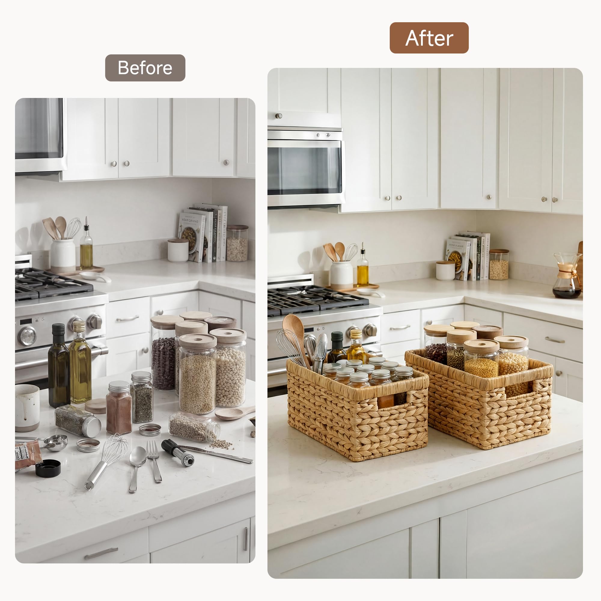 StorageWorks Wicker Basket shows tight, even braiding for a neat, durable look.