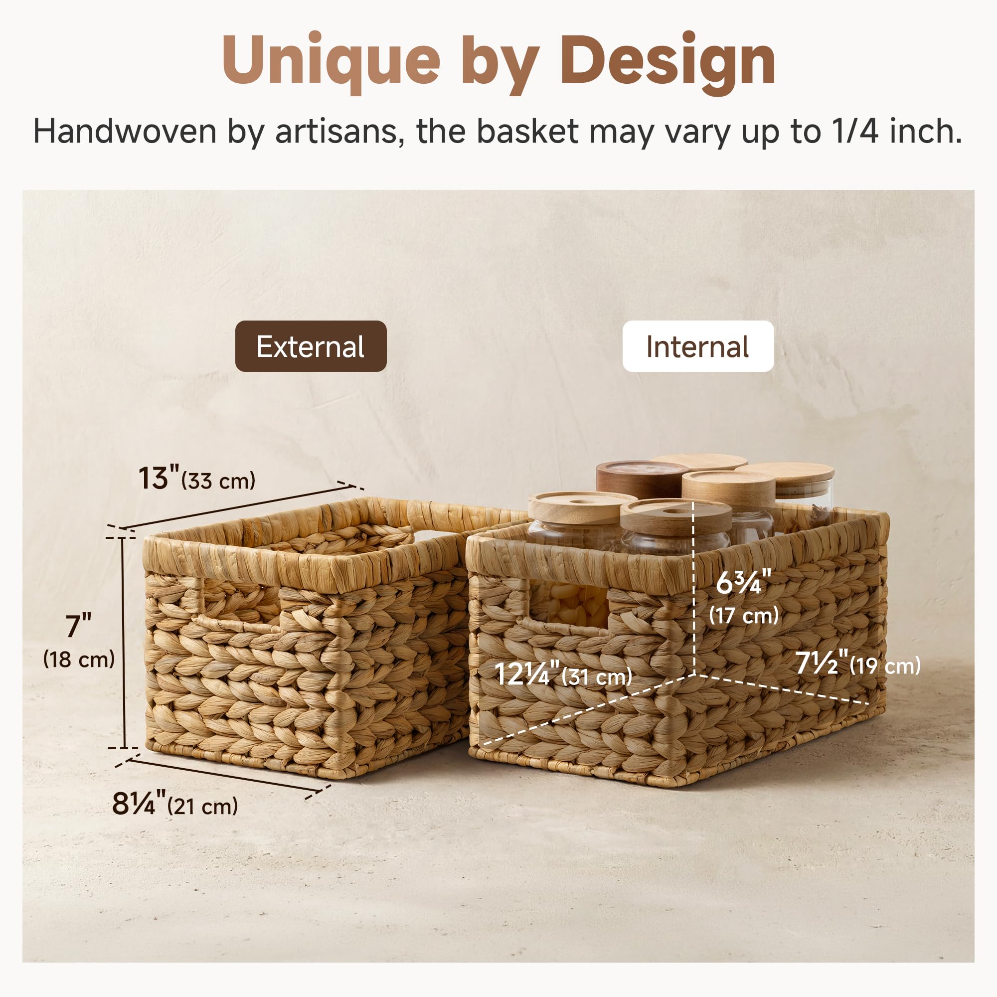 StorageWorks Wicker Basket uses natural water hyacinth material for durable, eco-friendly storage.