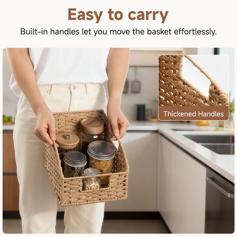 StorageWorks wicker baskets orange pantry stacking for efficient cabinet storage