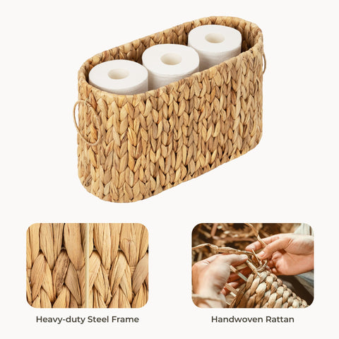 StorageWorks wicker texture water hyacinth detail adds natural decor and sturdy storage.
