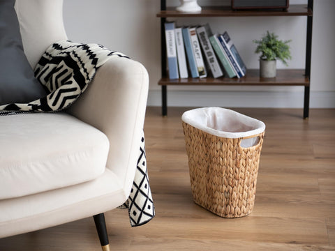 StorageWorks wicker waste basket 13l x 7.5w x 12.25h dimensions