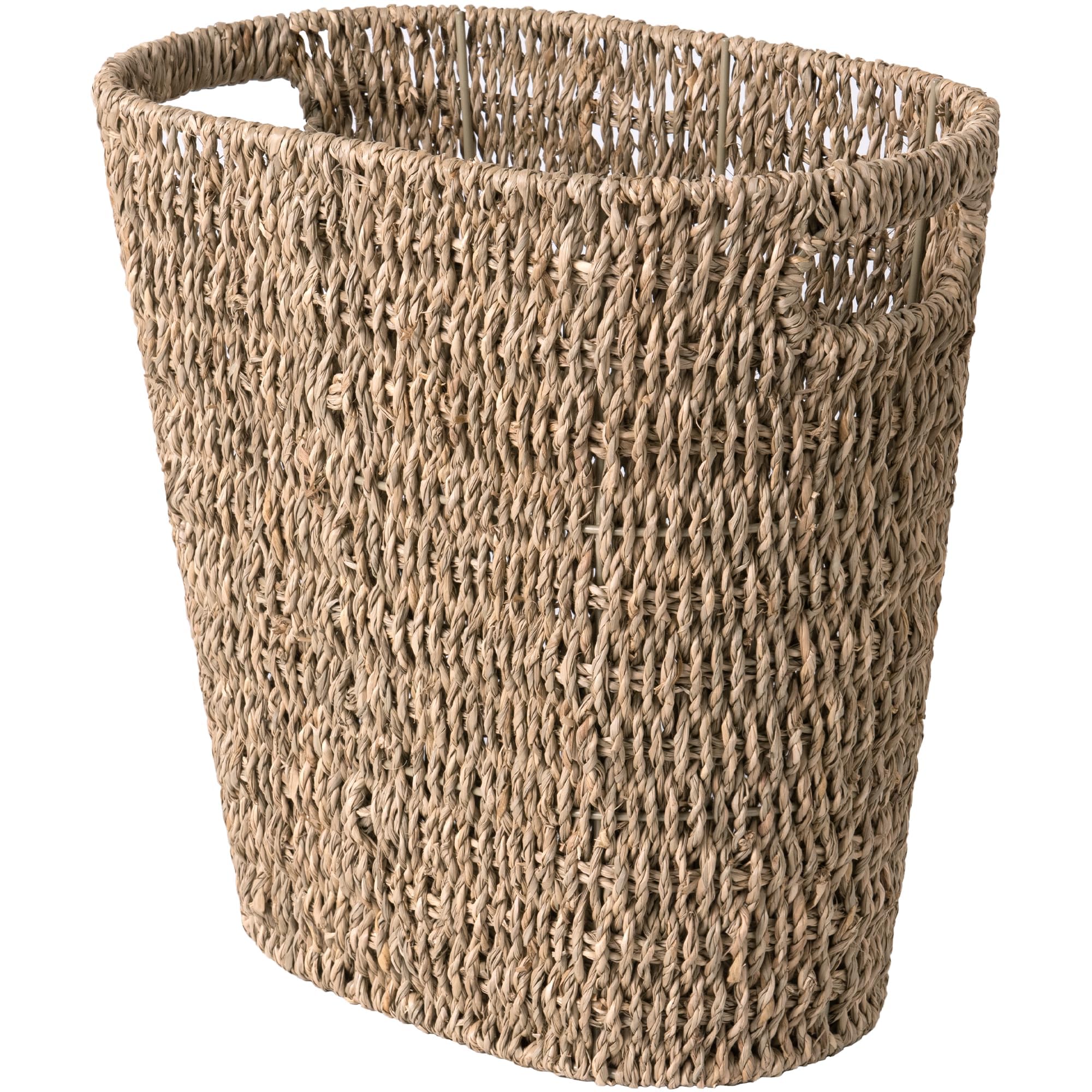 StorageWorks wicker waste basket handwoven water hyacinth for compact spaces.