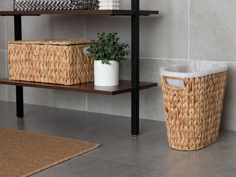 StorageWorks wicker waste basket fits bedroom and bathroom settings