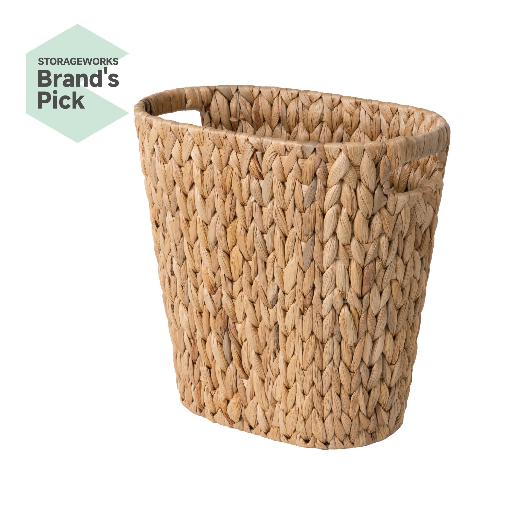 StorageWorks wicker waste basket wooden handles for easy carrying