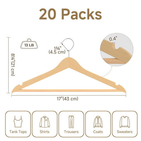 StorageWorks wooden hangers holding coats and suits with neat silhouette.