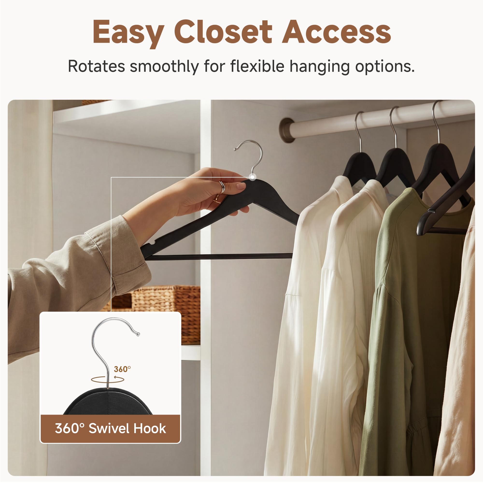 StorageWorks wooden hanger with pant bar ideal for trousers and skirts.