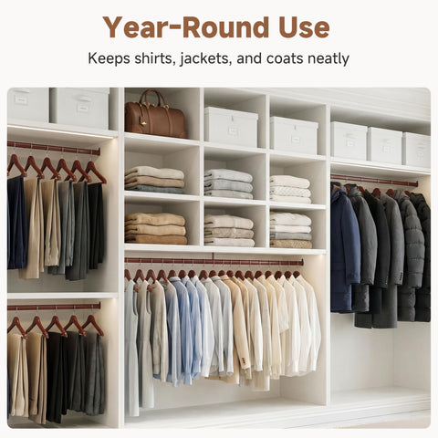 StorageWorks wooden hangers space-saving design for compact closets