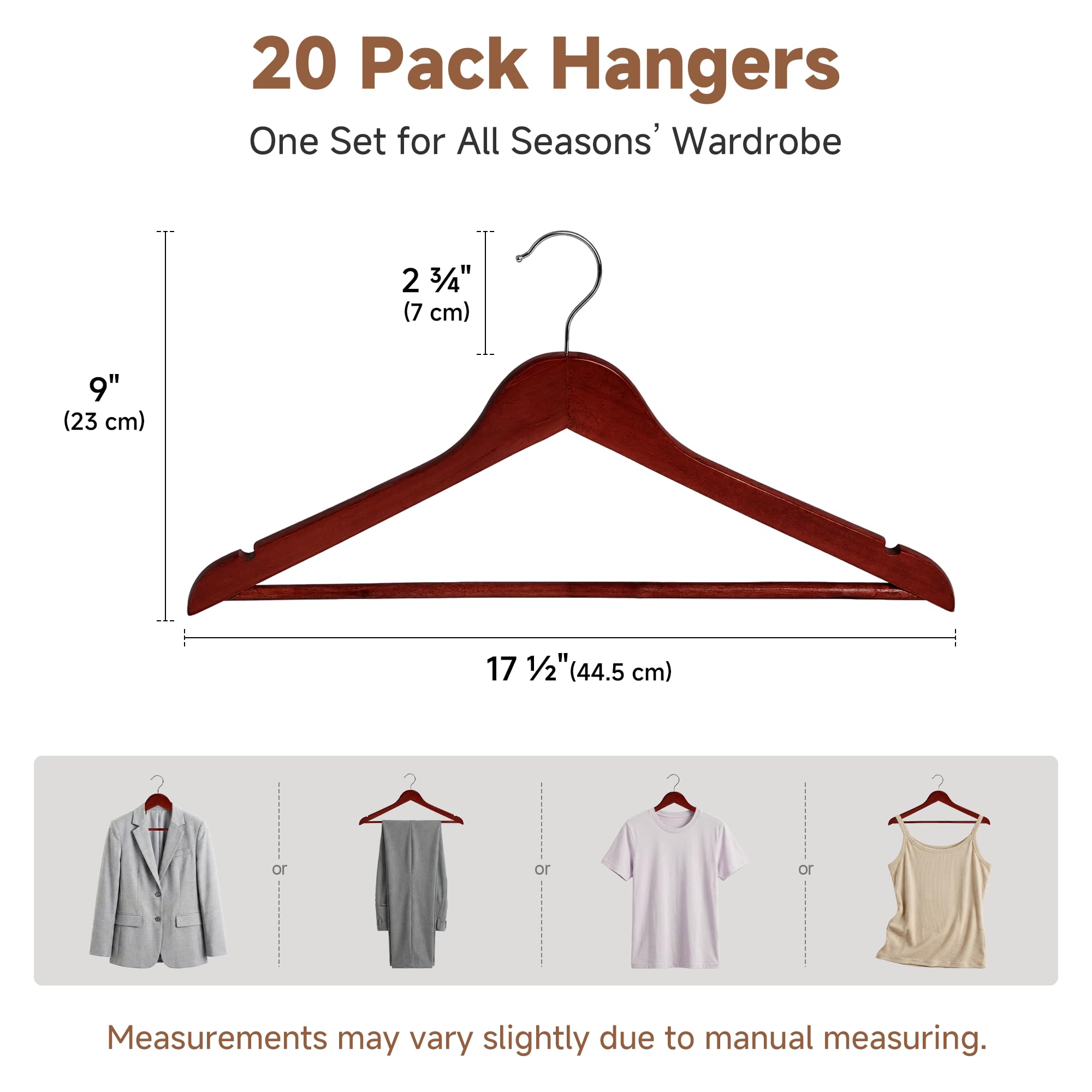 StorageWorks wooden hangers with contoured shoulders preserve garment shape
