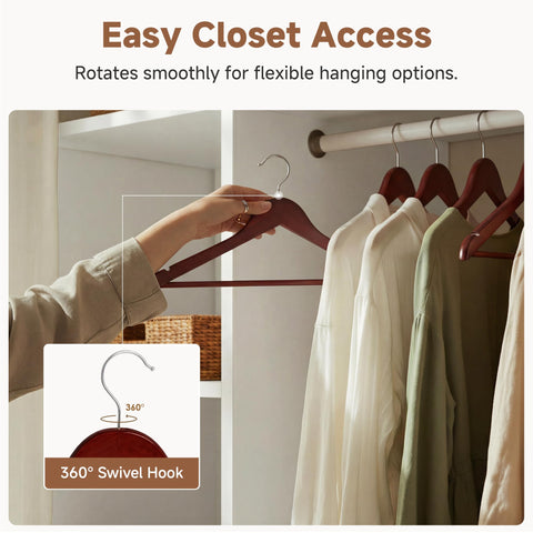 StorageWorks wooden hangers built-in pant bar keeps outfits coordinated