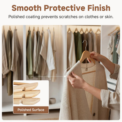StorageWorks wooden hangers cradle suits and coats without slipping.