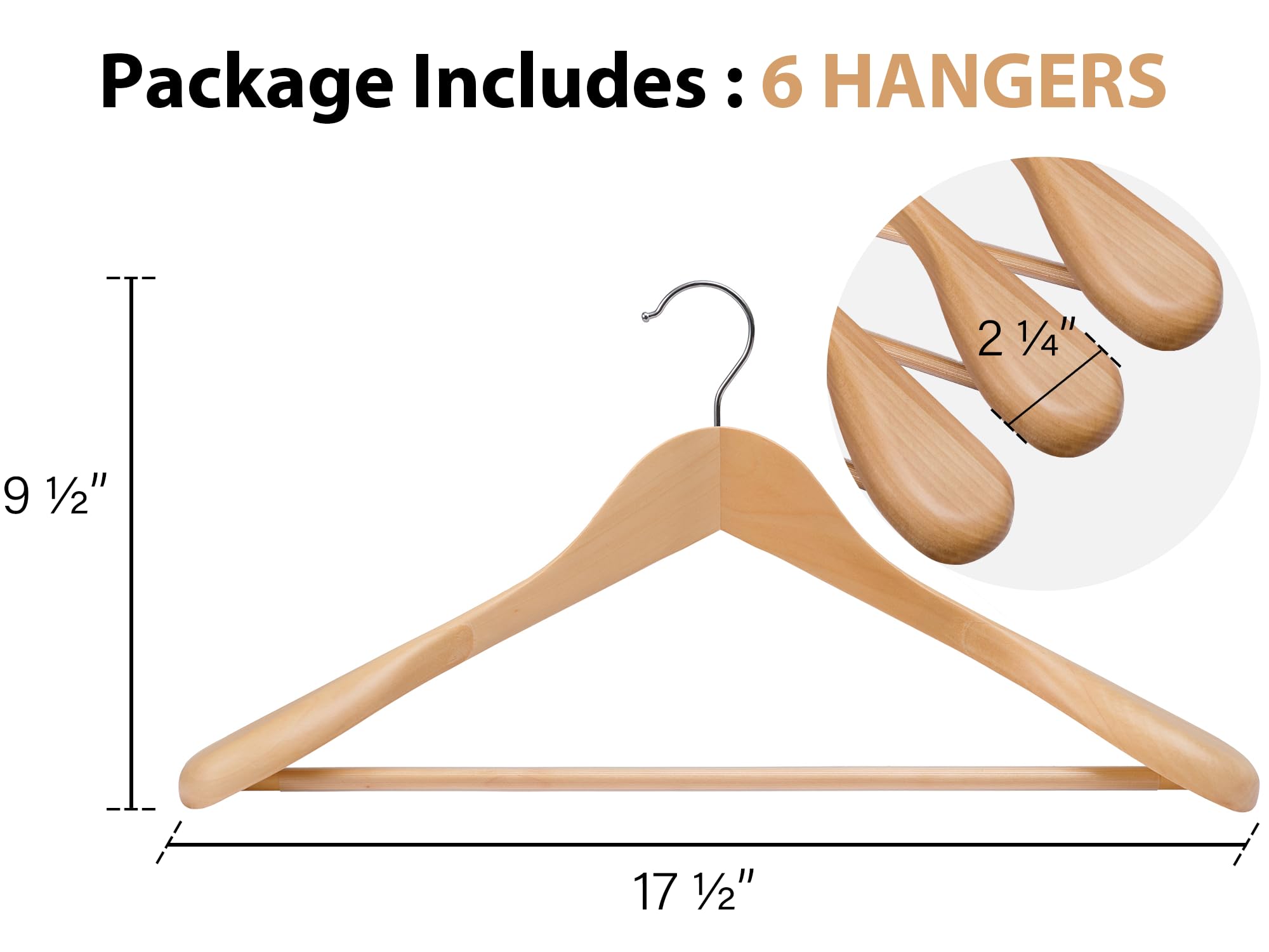 StorageWorks wooden hangers with extra wide shoulders support tailored garments.