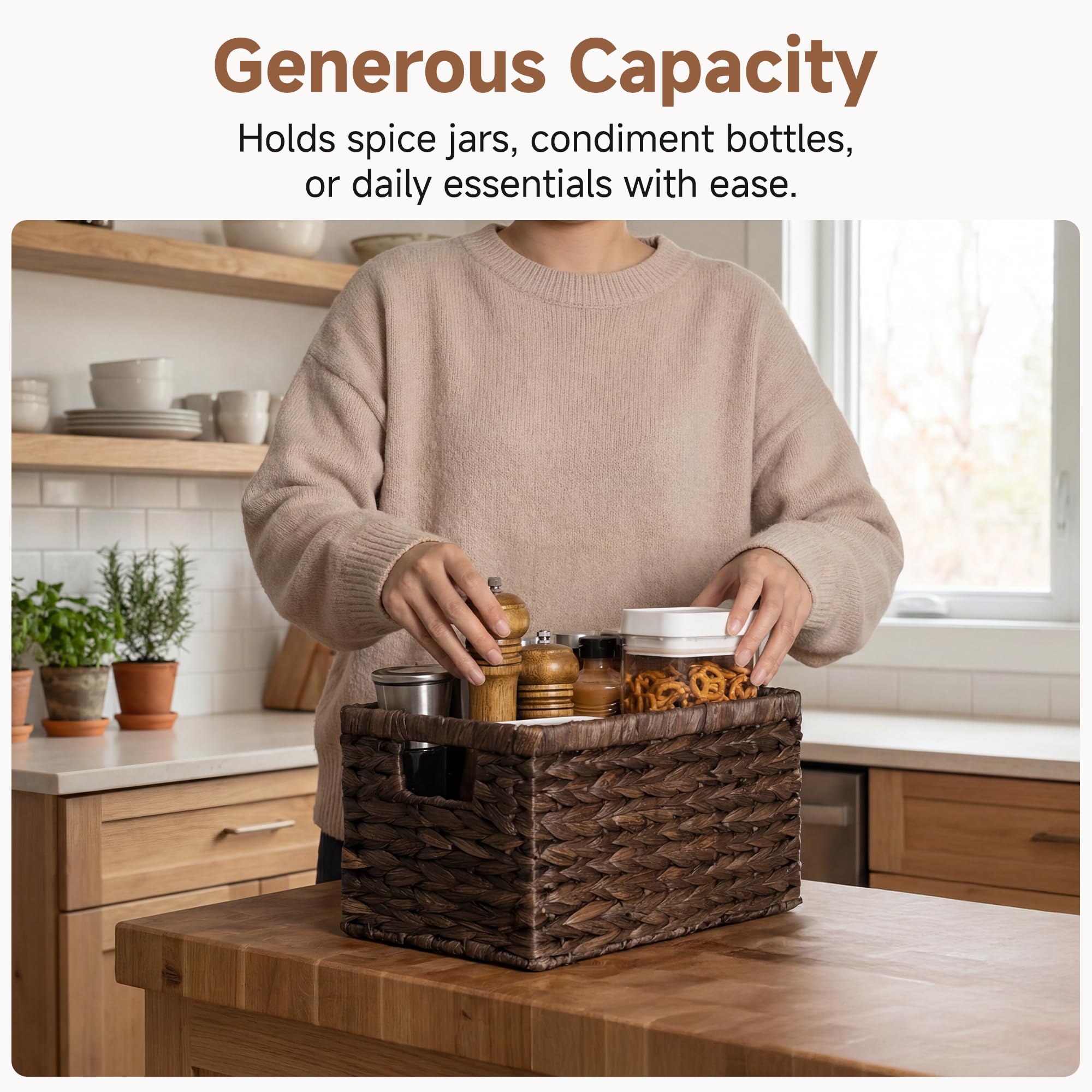 StorageWorks built-in handles basket easy to move between rooms.
