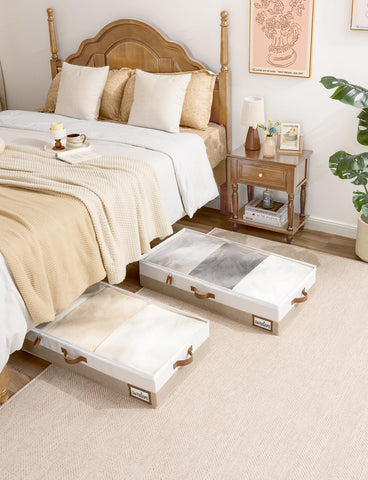 StorageWorks foldable and stackable design saves space when not in use.