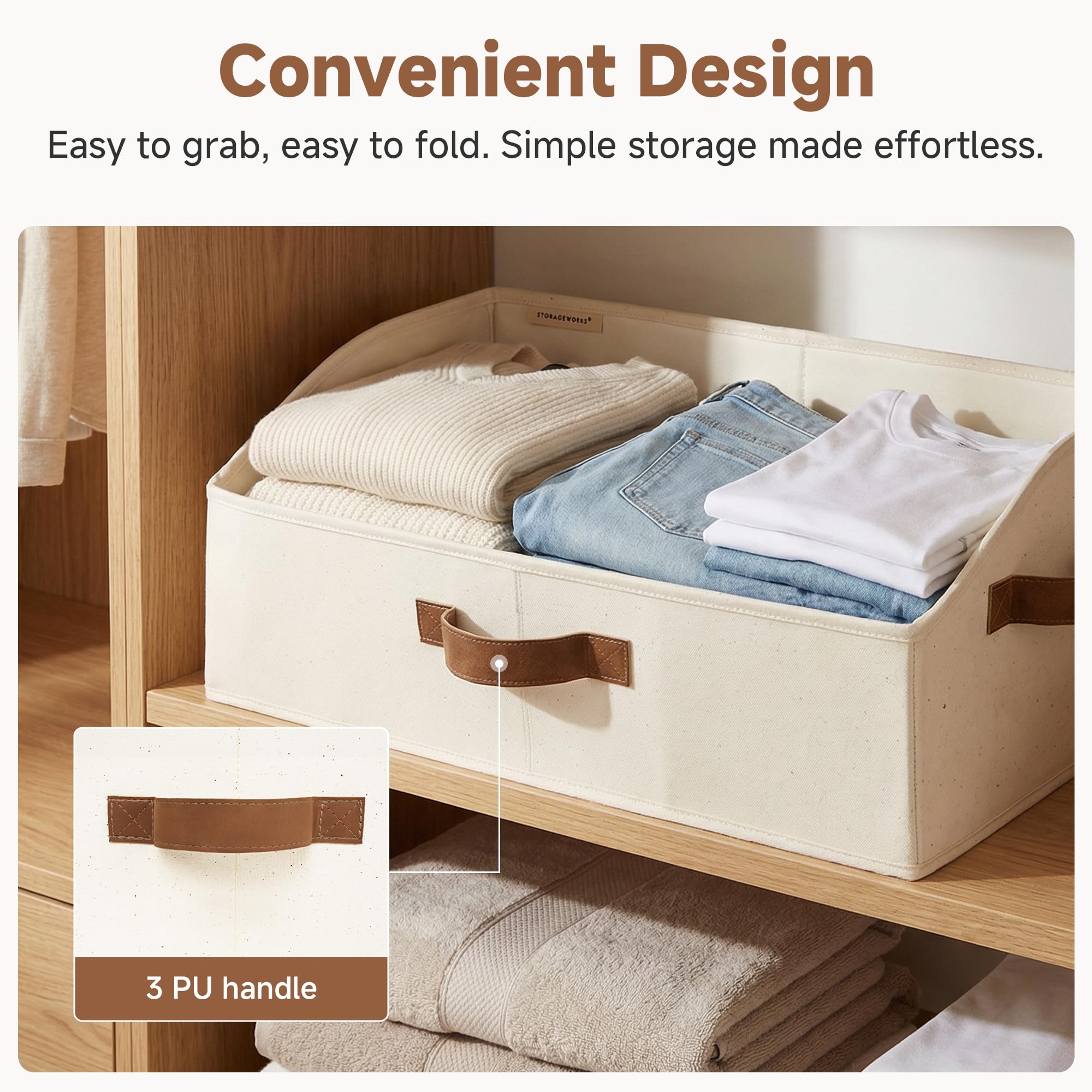 StorageWorks jumbo bin designed for closets and shelves.