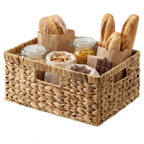 StorageWorks large rectangular wicker basket, front view, ideal for versatile home storage.