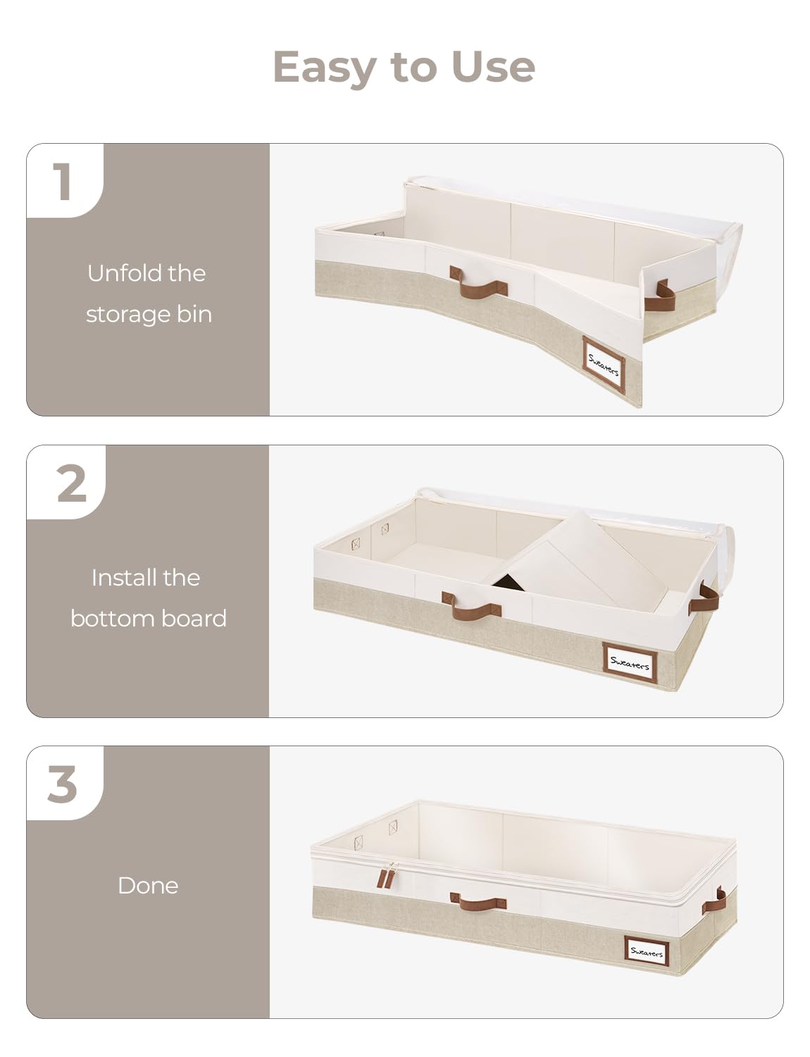 StorageWorks under-bed bin ideal for clothes, blankets, and sweaters.