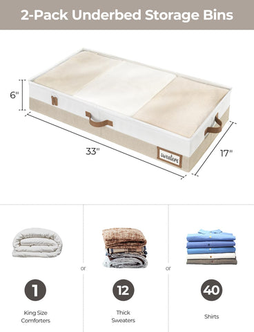 StorageWorks under-bed bin shows sturdy handles for convenient access.