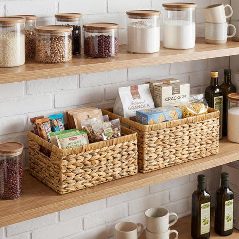 StorageWorks wicker basket natural water hyacinth adds eco friendly storage to any room.