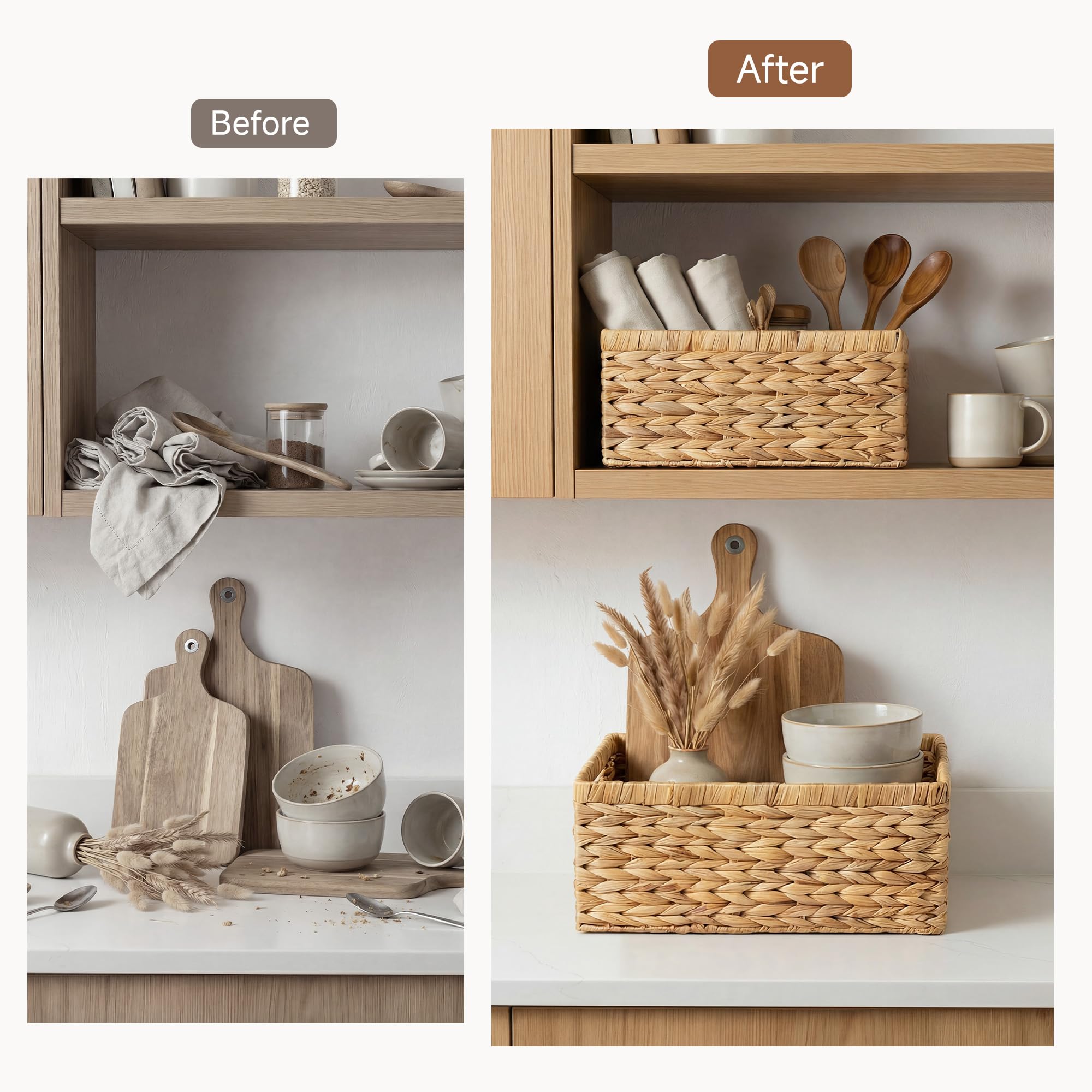 StorageWorks organized home basket keeps spaces neat and visually appealing.