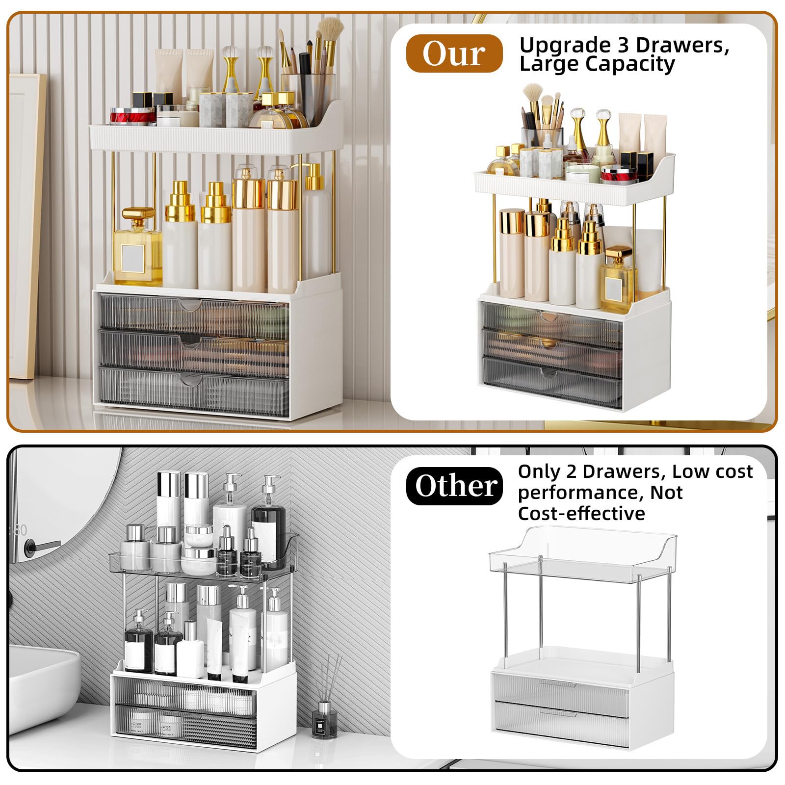 StorBin Strong top two drawers for perfumes and skincare within easy reach.