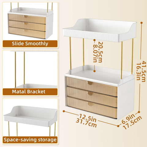 StorBin three drawers organize eyeshadow palettes neatly.