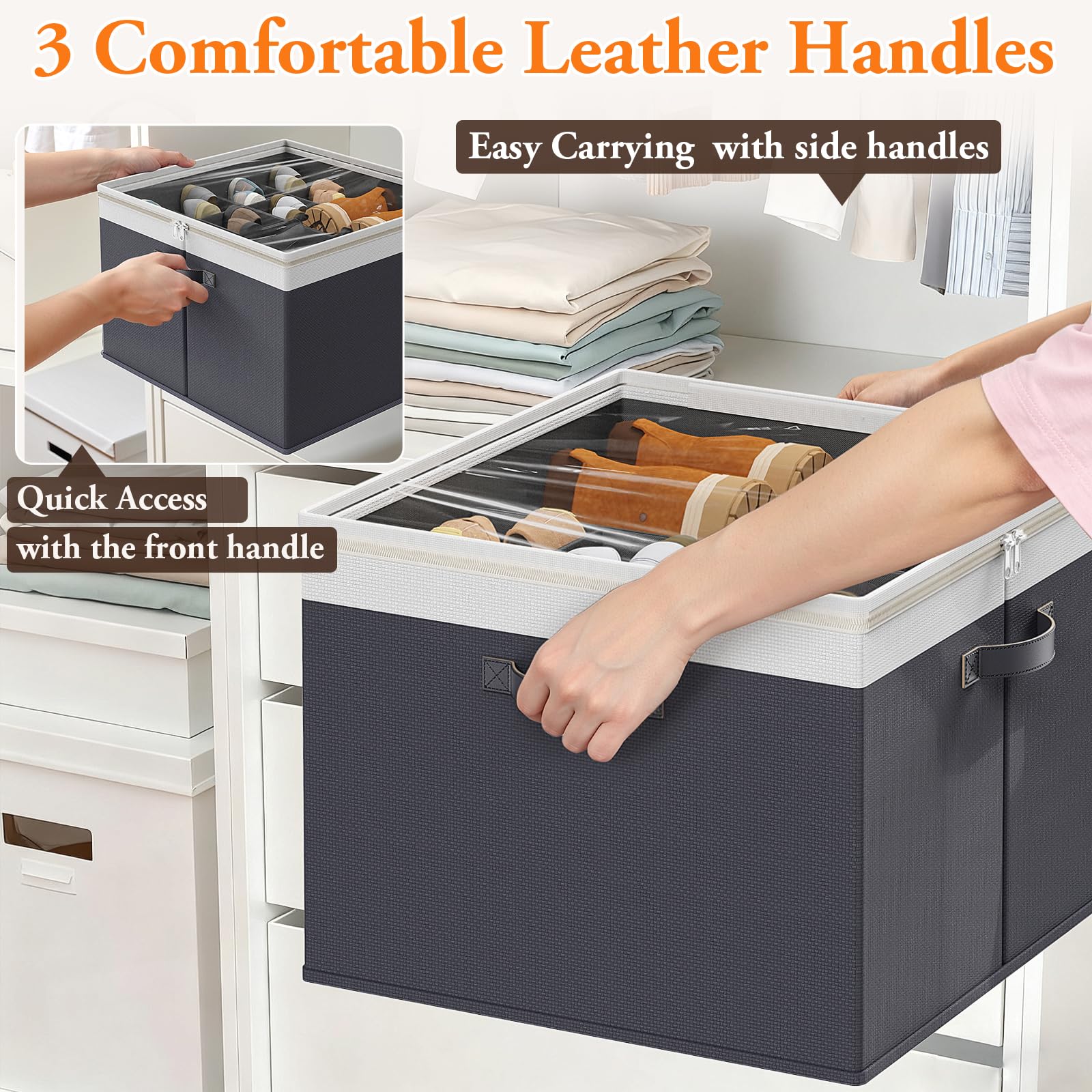StoreHappily compact foldable shoe box fits under bed storage.