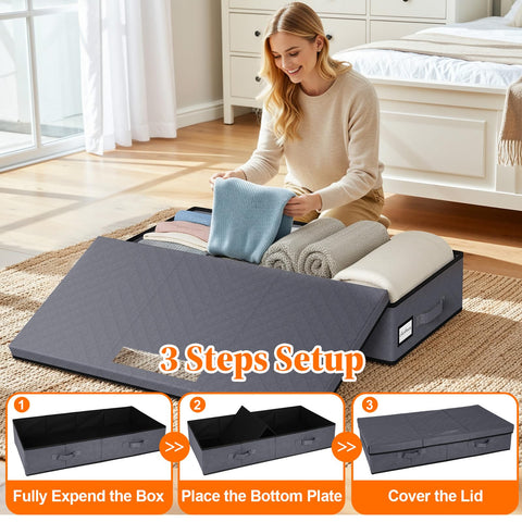 Grey StoreHappily under-bed bin blends with bedroom decor and maintains tidy storage.
