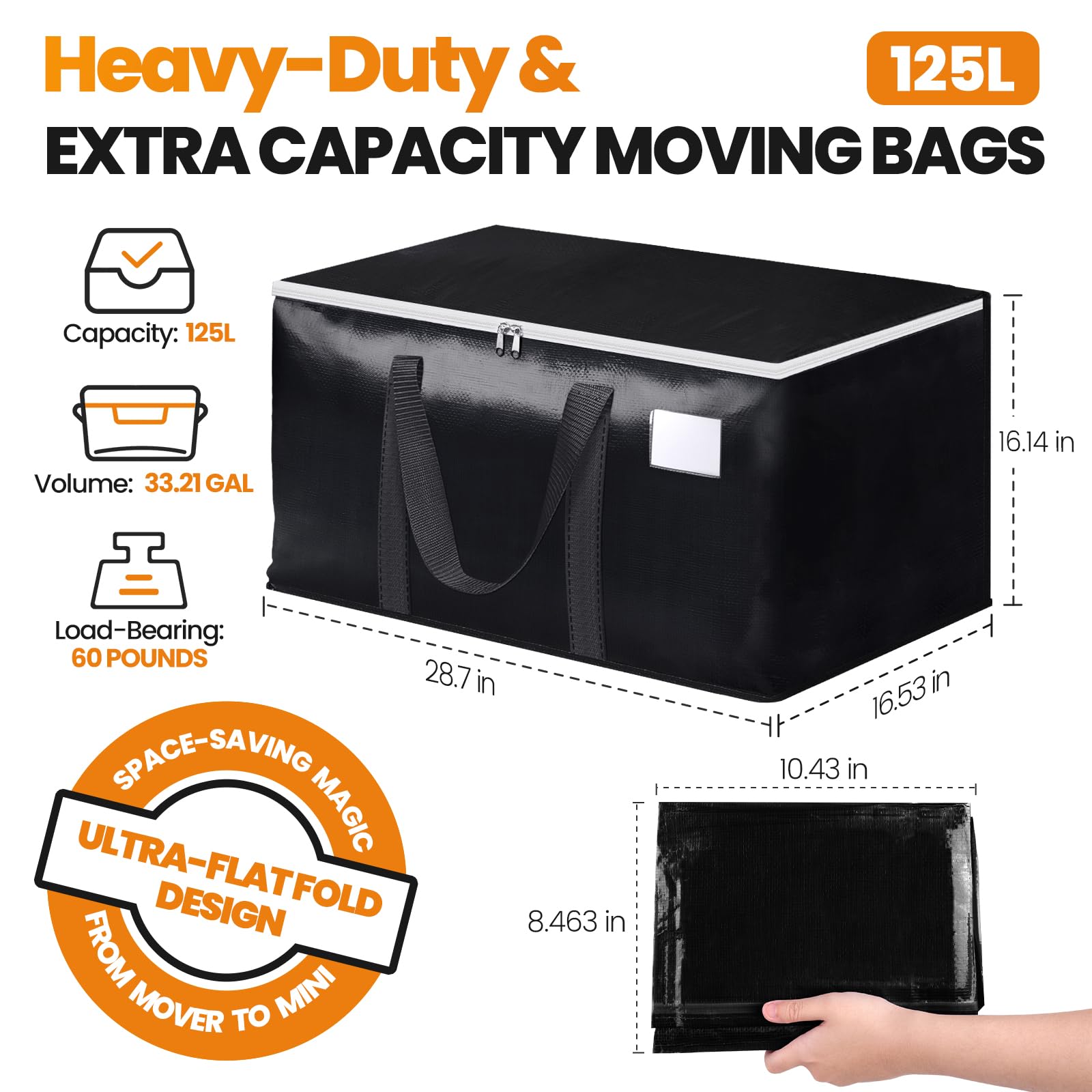StoreHappily heavy-duty bag with backpack straps for hands-free moving.