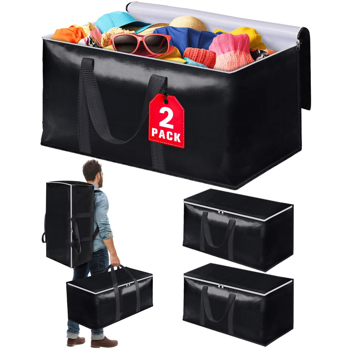 StoreHappily heavy-duty bag closed showing large capacity for clothing and bedding.