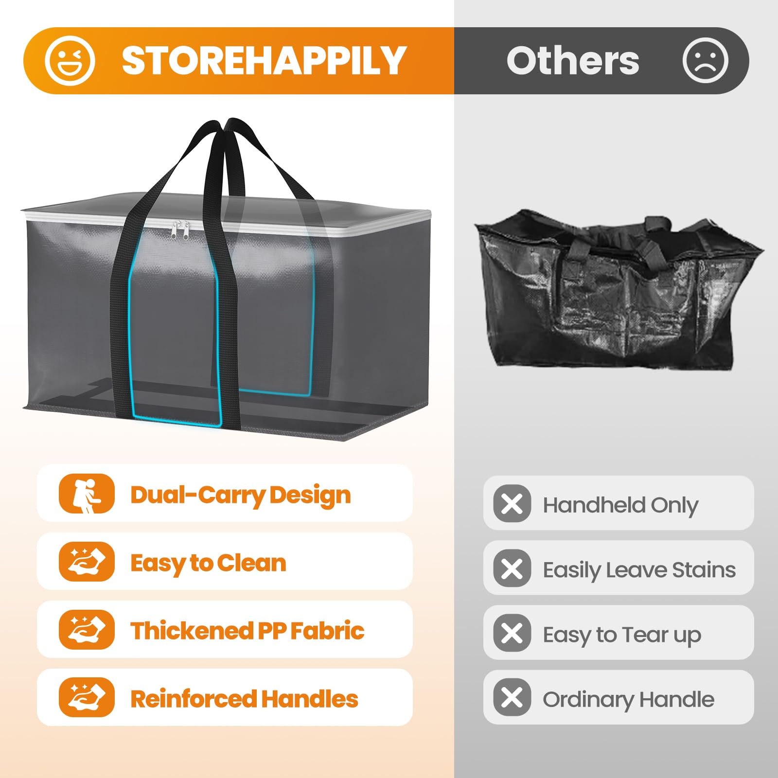 StoreHappily heavy-duty bag hanging clothes to stay organized during transport.