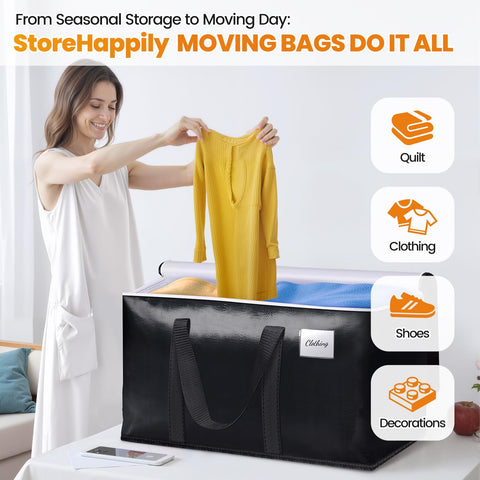 StoreHappily heavy-duty bag with transparent label pocket for easy identification.