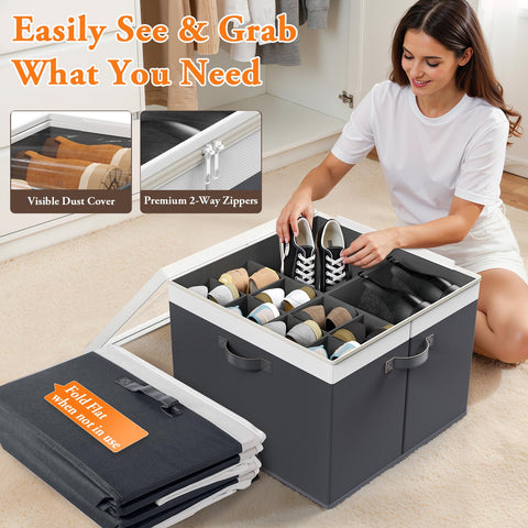 StoreHappily shoe organizer side view showing a slim, stackable design.